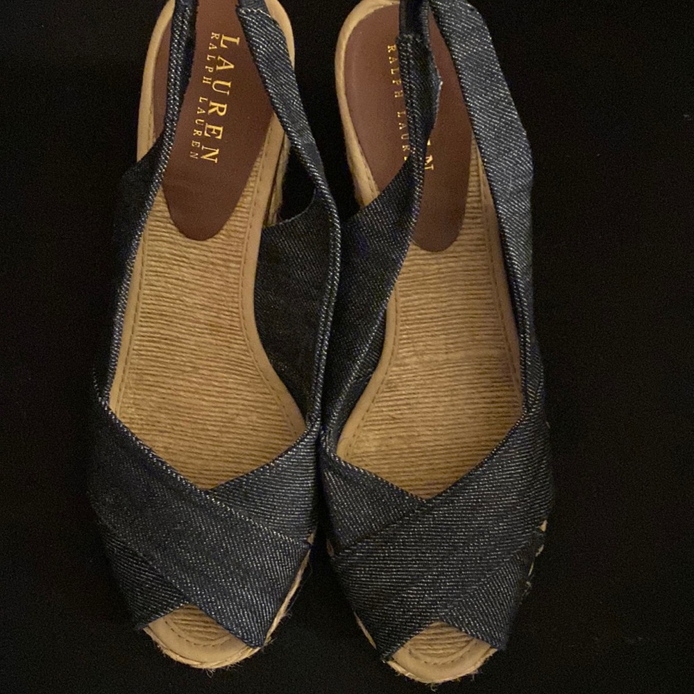 Blue Jean Wedges by Lauren Ralph Lauren size 9